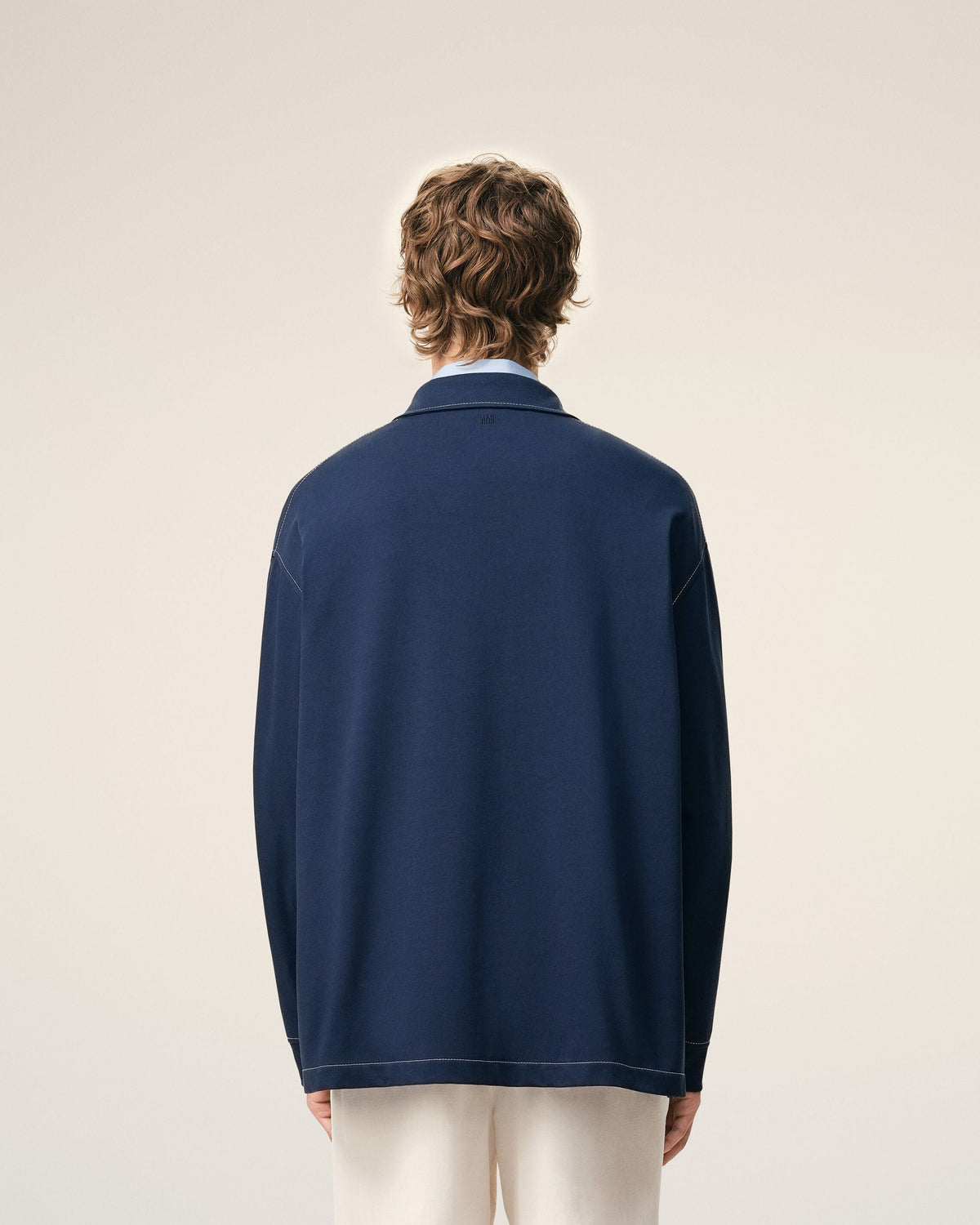 Blue Cotton Long Sleeves Ami De Coeur Polo