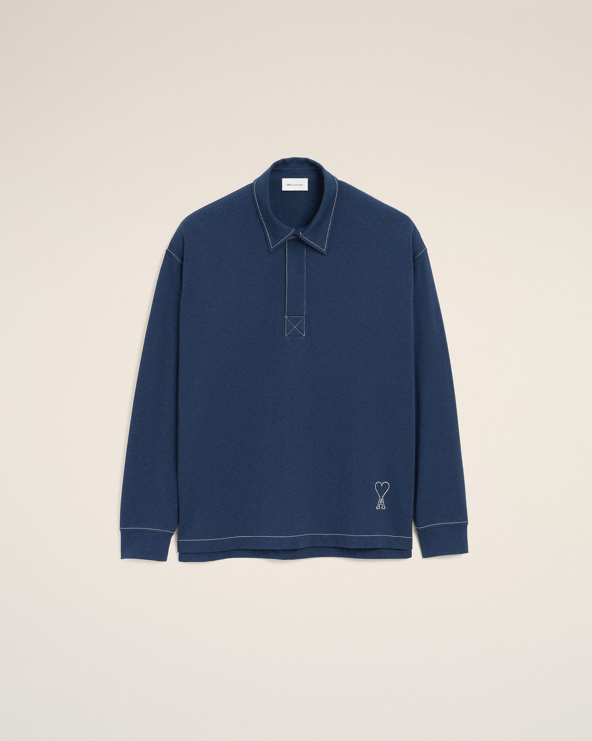 Blue Cotton Long Sleeves Ami De Coeur Polo