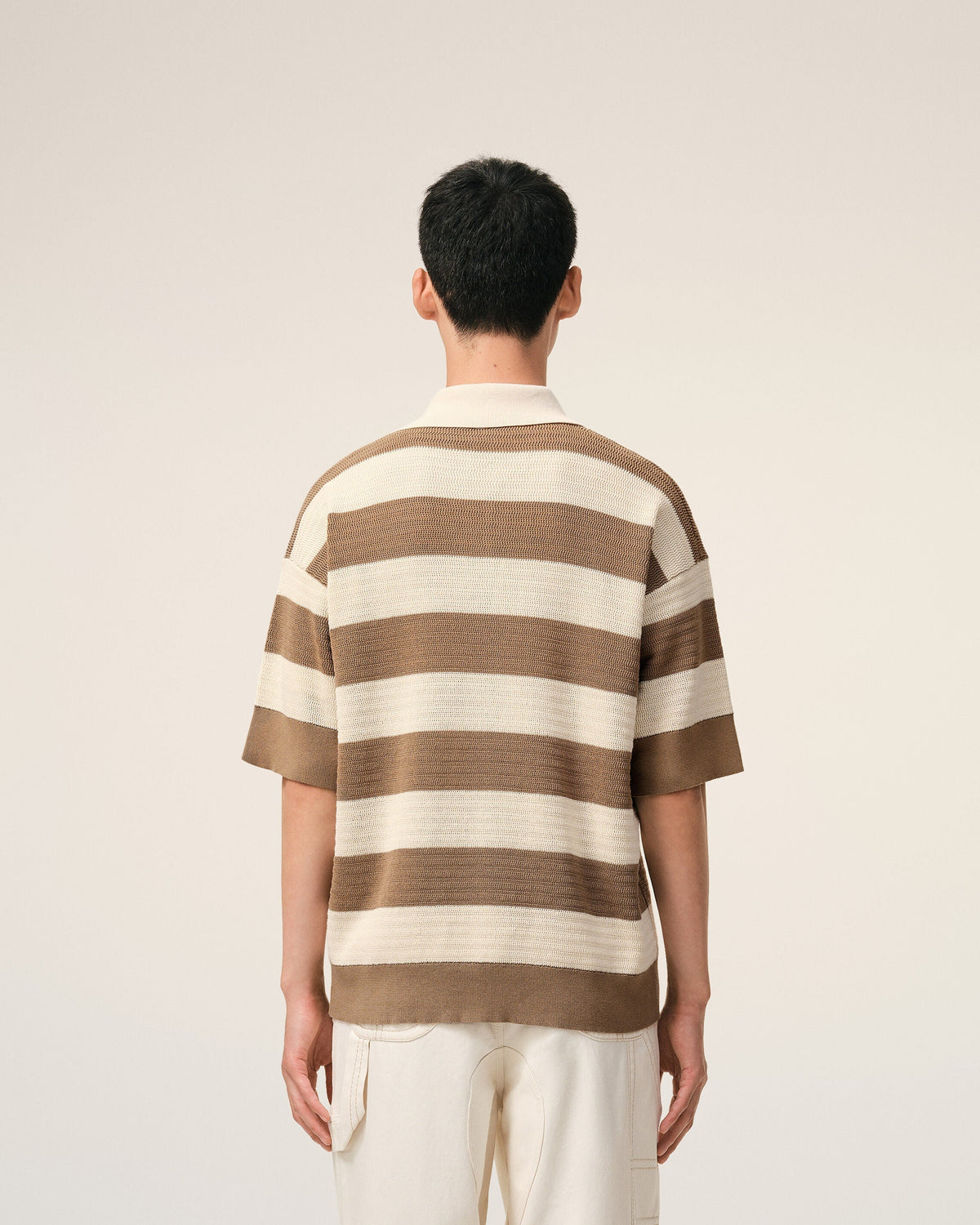 White And Brown Cotton Ami De Coeur Polo