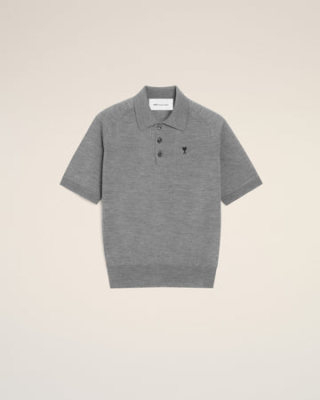 Grey Wool Short Sleeves Ami De Coeur Polo