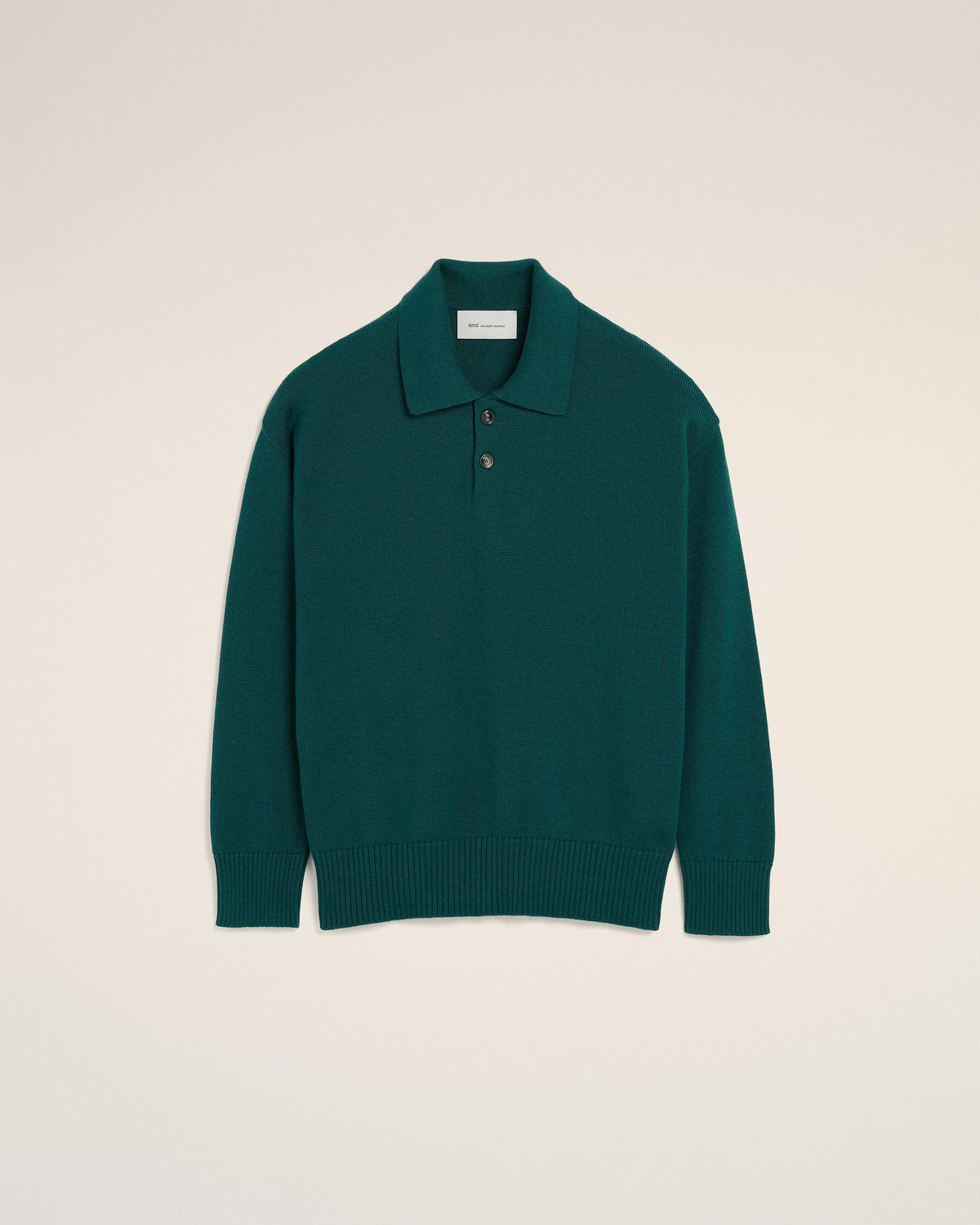 Green Wool And Cotton Boxy Polo