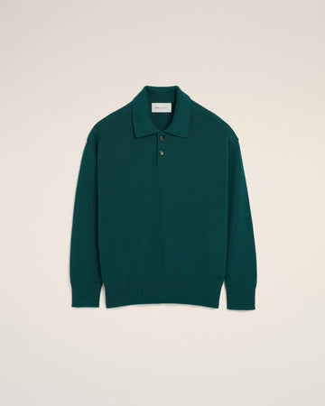 Green Wool And Cotton Boxy Polo