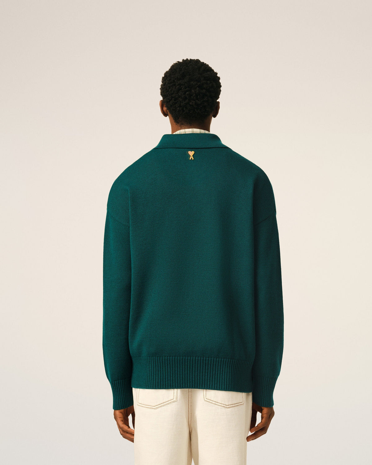 Green Wool And Cotton Boxy Polo