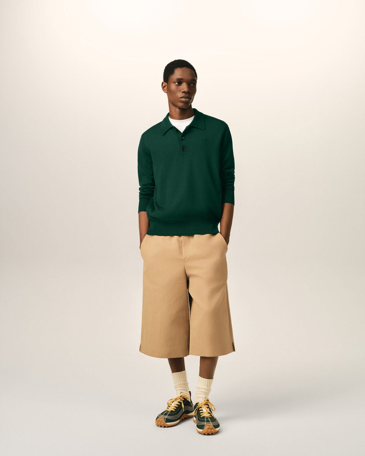 Green wool polo with Ami de Coeur