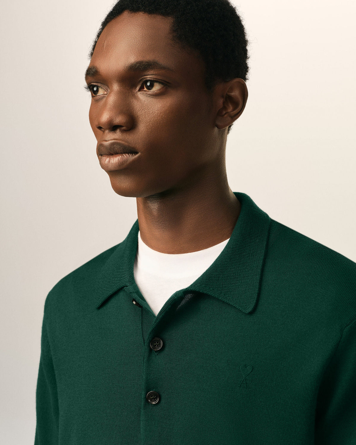 Green wool polo with Ami de Coeur