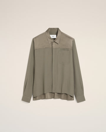 Beige Contrasted Top Long Sleeve Shirt
