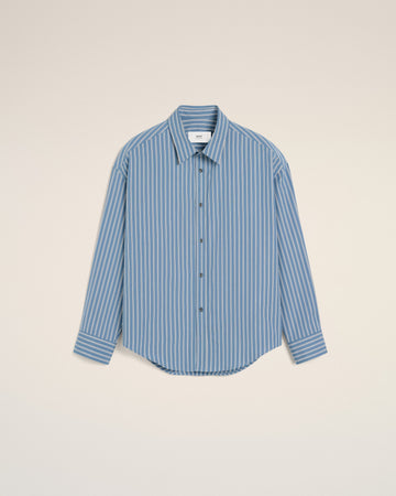 Blue Cotton Boxy Fit Shirt