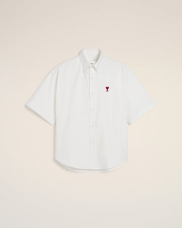 White Cotton Boxy Fit Short Sleeves Shirt