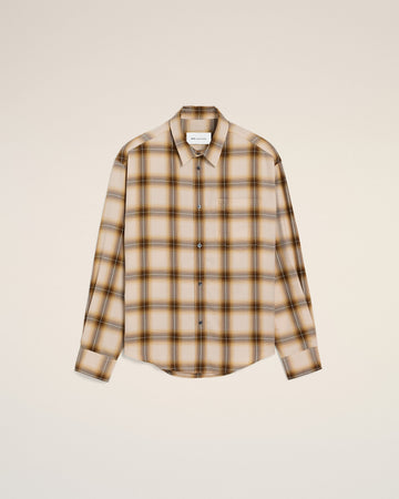 Boxy Beige Checkered Shirt Ami De Coeur In Canvas