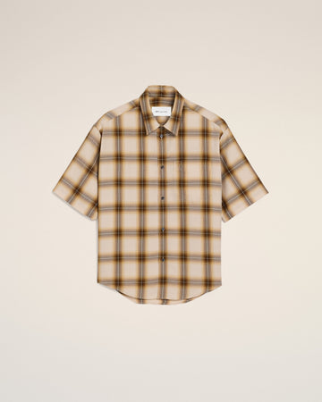 Boxy Beige Checkered Shirt Ami De Coeur In Canvas