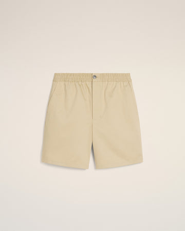 Beige Cotton Elasticated Waist Shorts