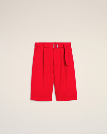 Red Wool Cargo Bermuda Short