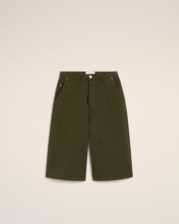 Green Cotton Wide Fit Bermuda Short
