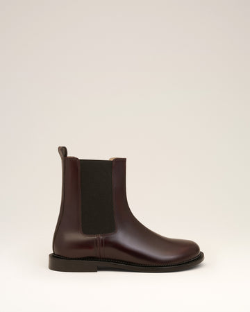 Burgundy Leather Anatomical Toe Chelsea Boots