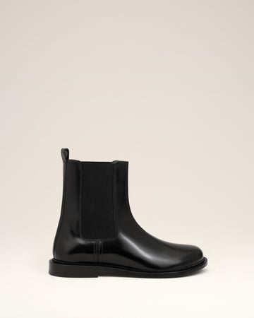 Black Leather Anatomical Toe Chelsea Boots