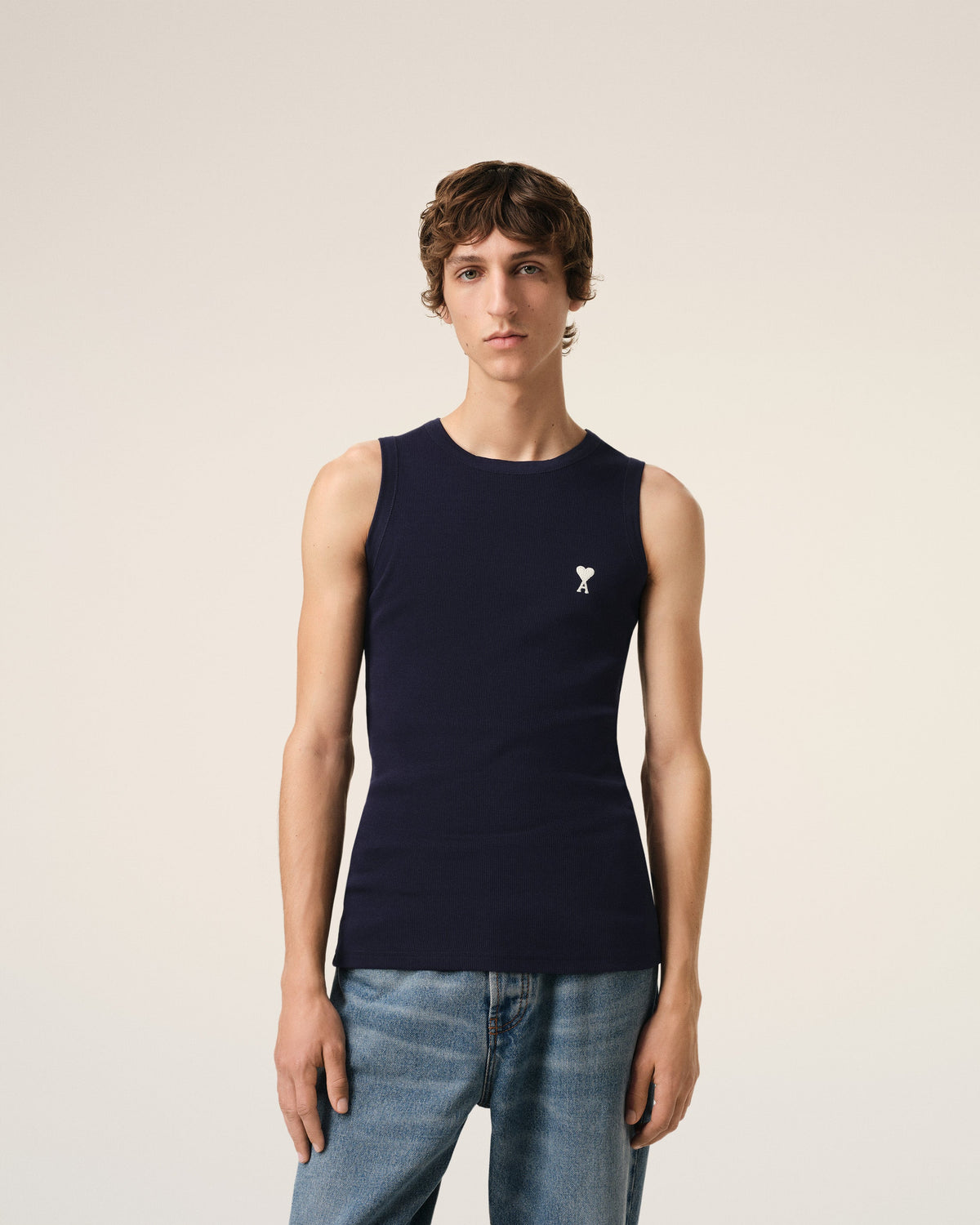 Navy Cotton Rib Ami de Coeur Tanktop