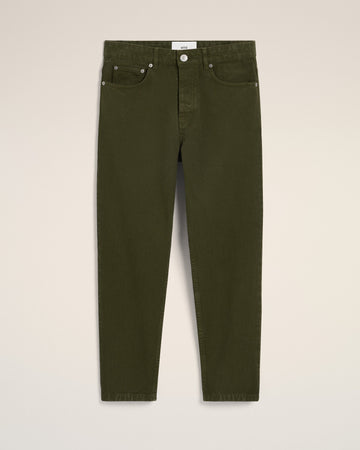 Green Cotton Tapered Fit Jeans