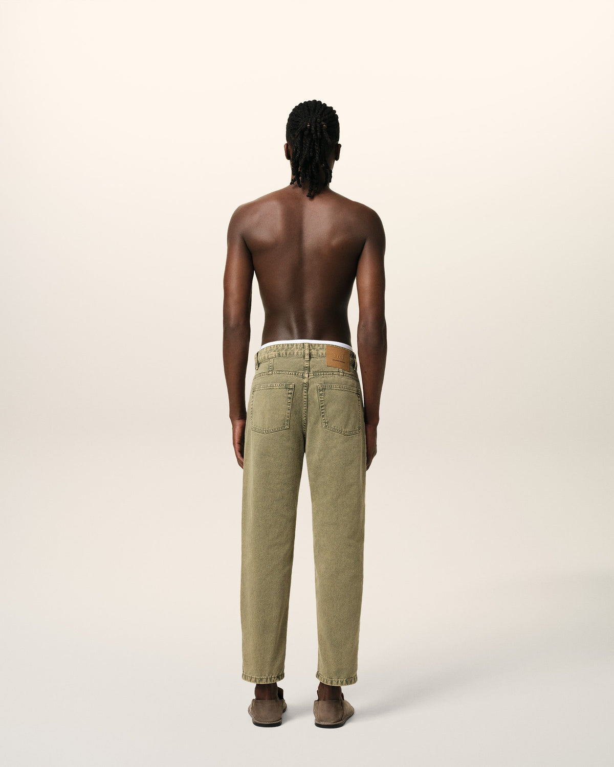 Green Cotton Tapered Fit Jeans