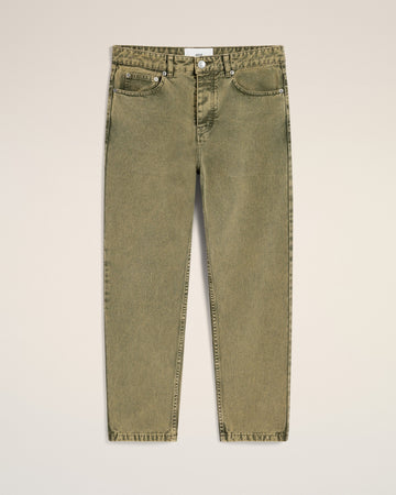 Green Cotton Tapered Fit Jeans