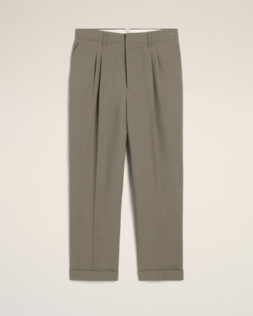 Taupe Wool Carrot Fit Trousers