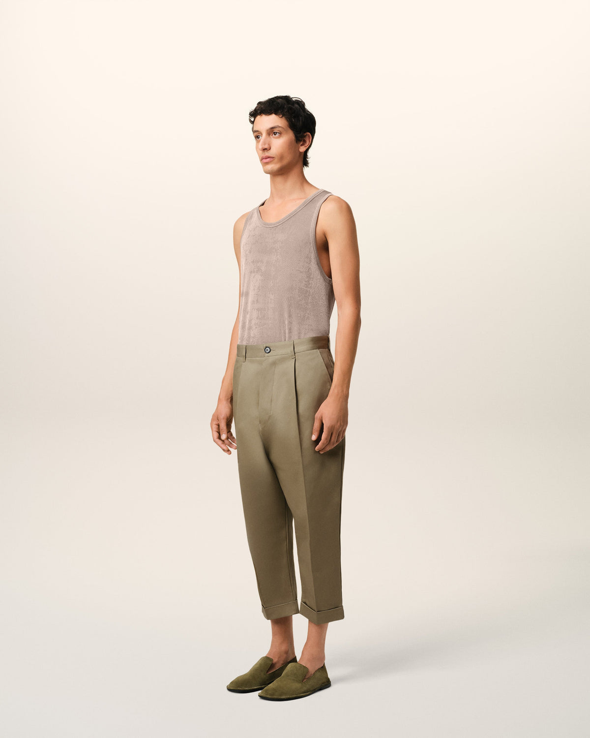 Green Cotton Carrot Oversized Trousers