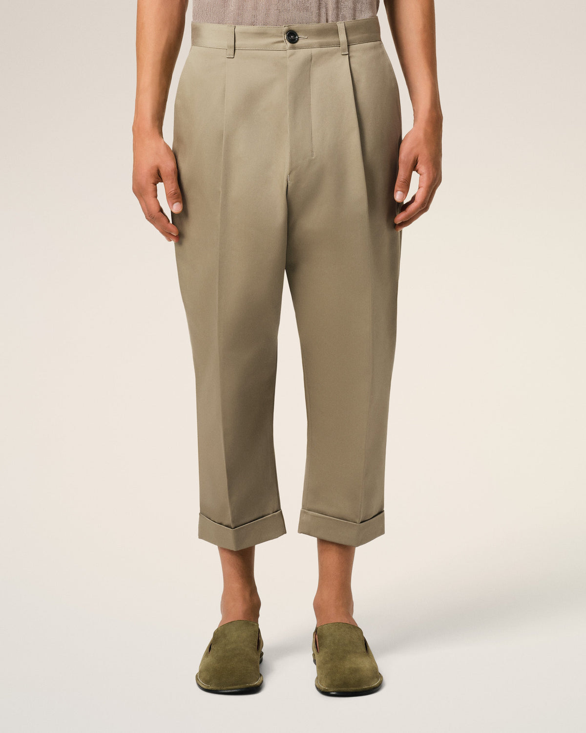 Green Cotton Carrot Oversized Trousers