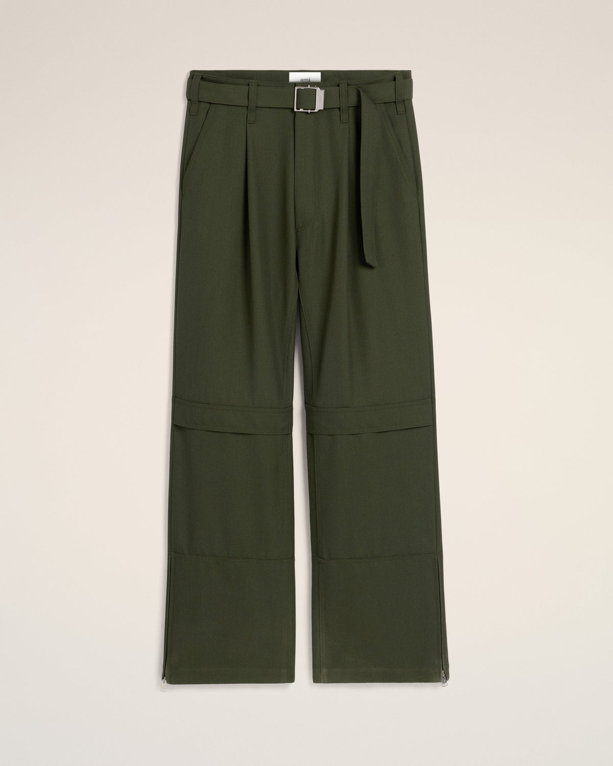 Green Wool Cargo Trousers