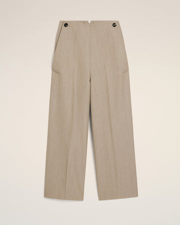 Beige New Wool Sailor Trousers