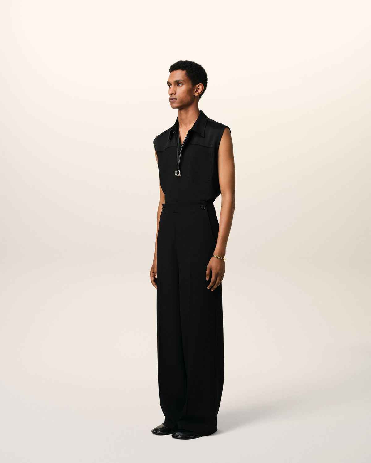 Black Wool Sailor Trousers
