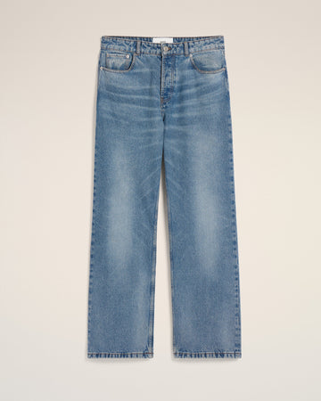 Blue Cotton Large Fit Jeans
