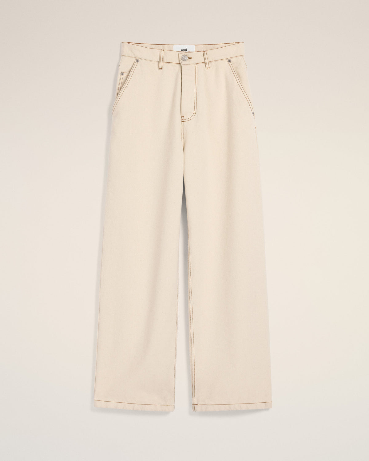 Beige Cotton Wide Fit Jeans