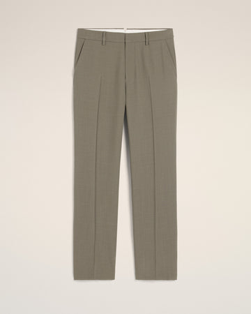 Taupe Wool Straight Fit Trousers