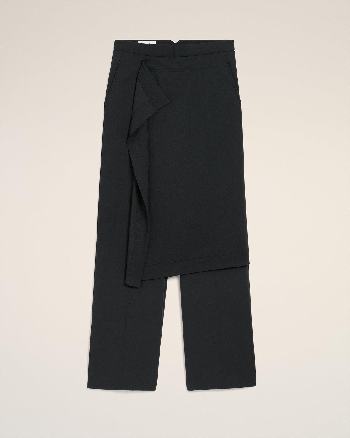 Black Wool Panel Large Trousers
