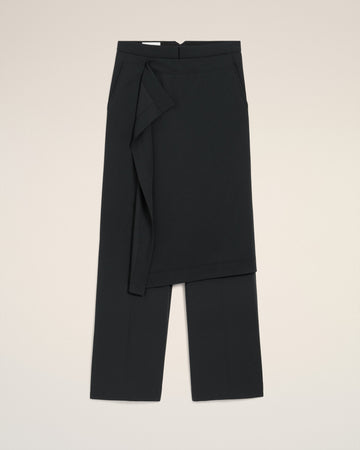 Black Wool Panel Large Trousers