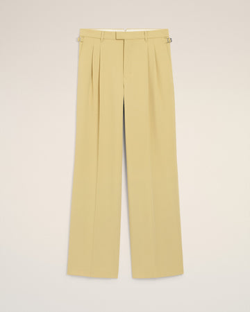 Green Wool Low Waist Wide Trousers