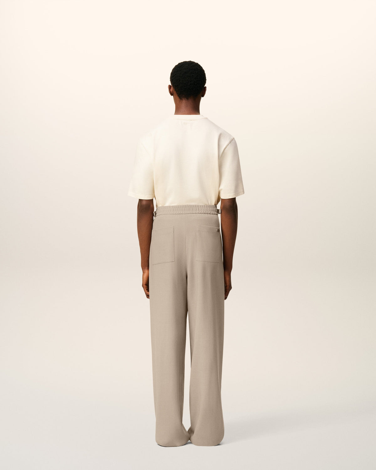 Beige Wool Elasticated Trousers