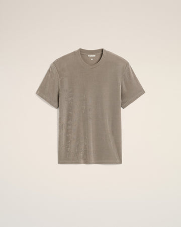 Beige Rib Jersey Short Sleeve T-Shirt