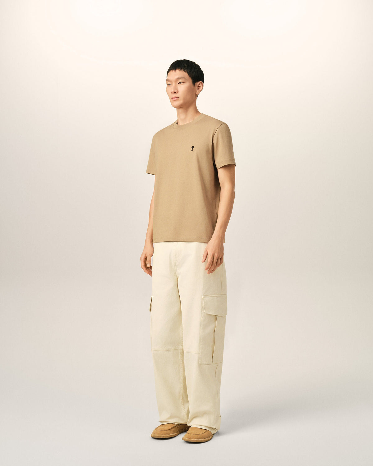 Beige cotton t-shirt with Ami de Coeur