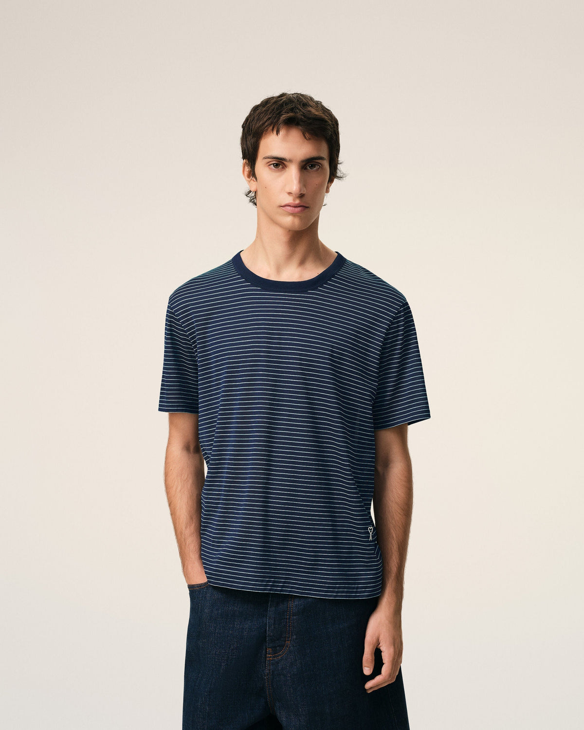 Blue Striped Cotton Ami De Coeur T-shirt