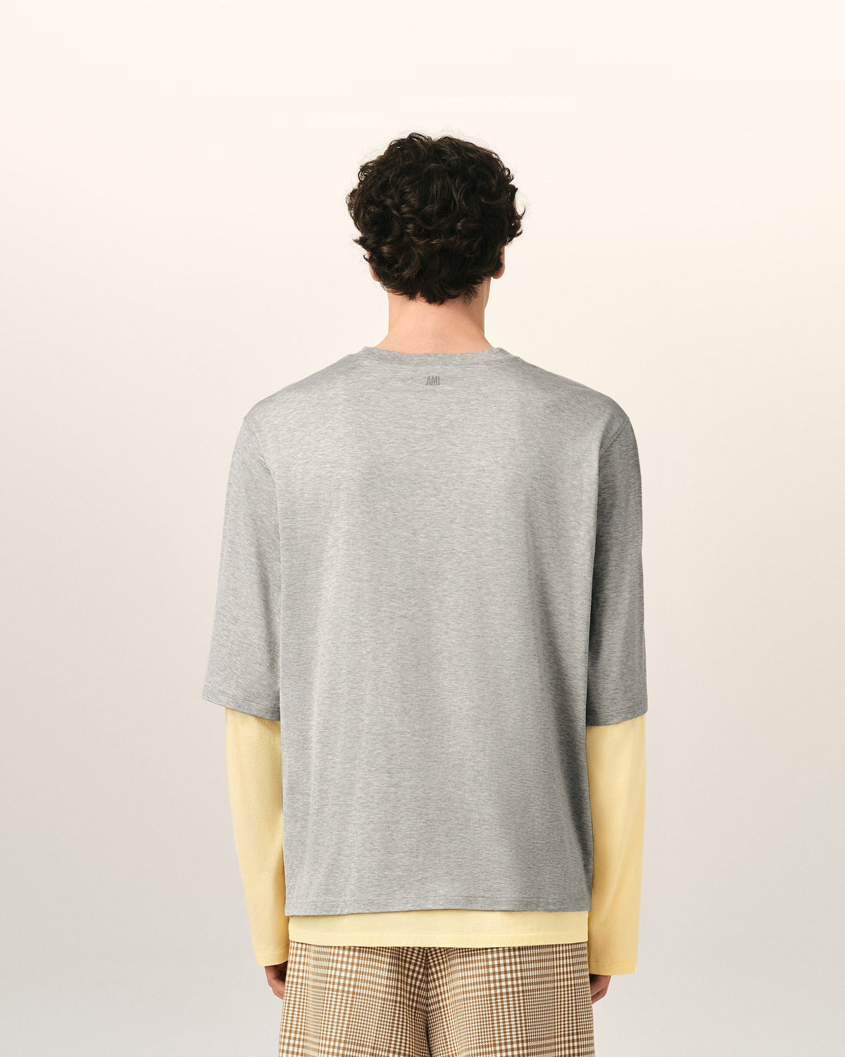 Grey Cotton Double-Sleeve Effect Ami De Coeur T-Shirt