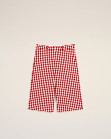 Plaid Red Wool Wide Bermuda