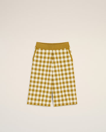 White And Mustard Yellow Vichy Shorts