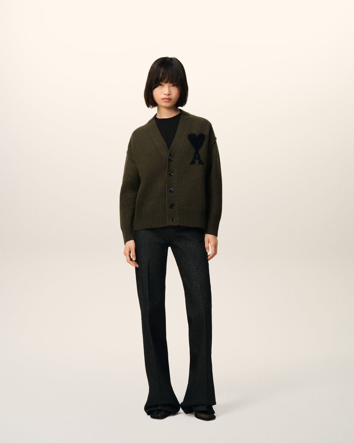 Khaki Wool Ami De Coeur Cardigan