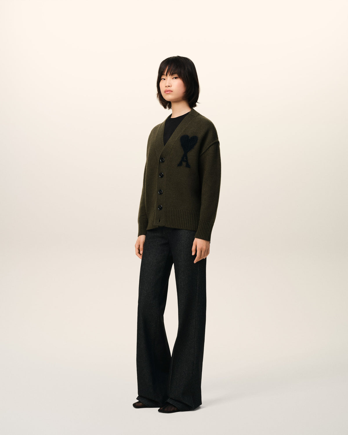 Khaki Wool Ami De Coeur Cardigan