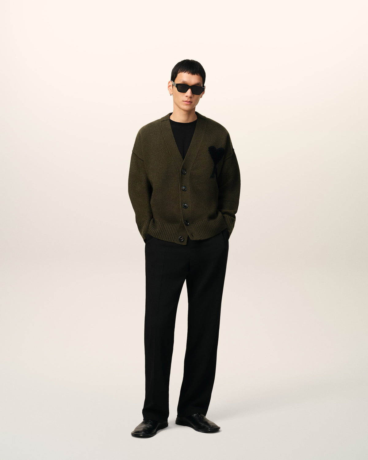 Khaki Wool Ami De Coeur Cardigan
