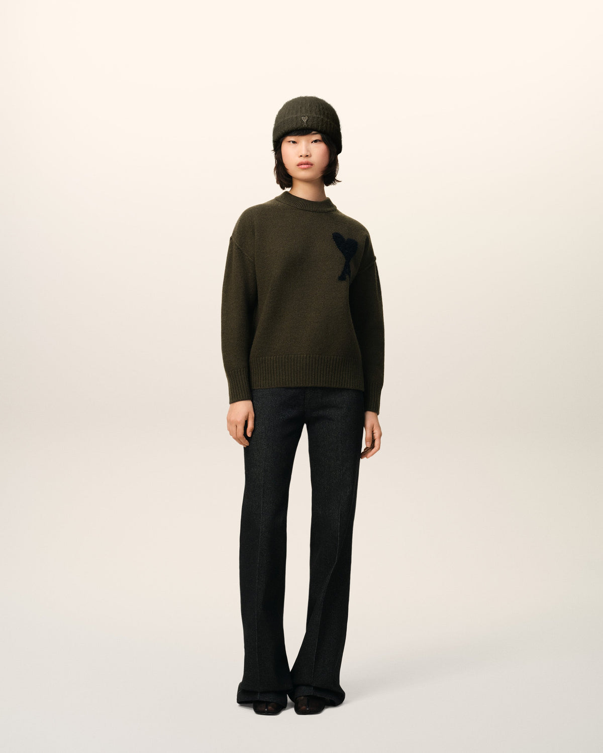 Khaki Wool Ami De Coeur Sweater