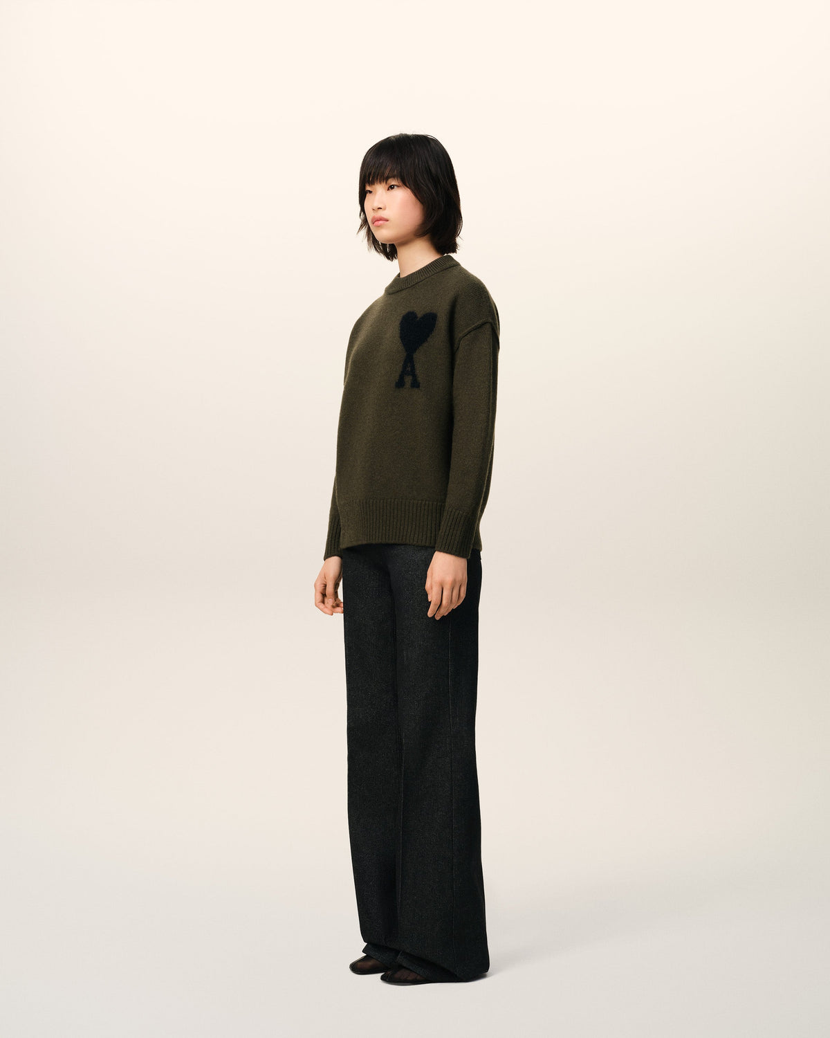 Khaki Wool Ami De Coeur Sweater