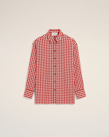 Plaid Red Wool Loose Shirt