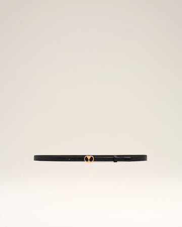 Black Leather Ami de Coeur Thin Belt