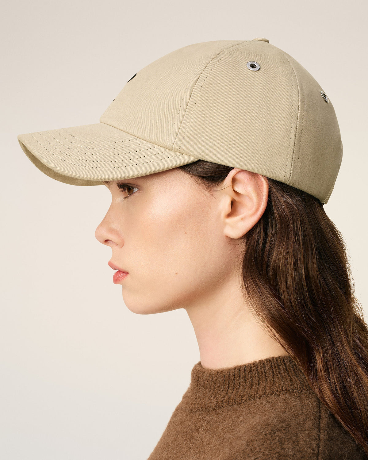 Beige Cotton Ami De Coeur Embroidery Cap